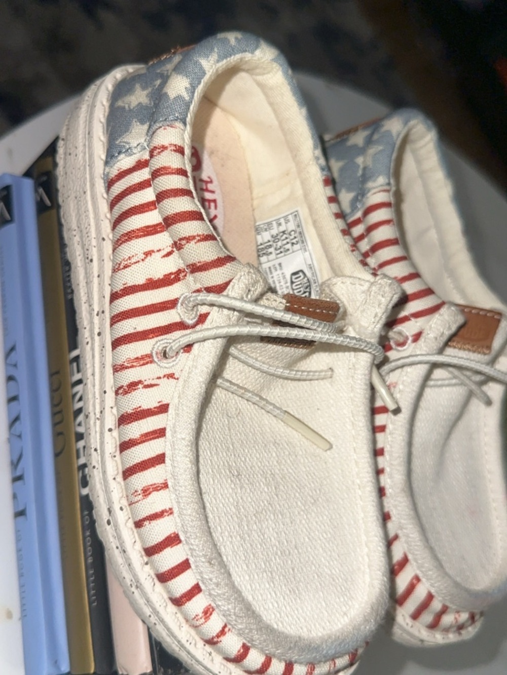 Hey Dude Kids Slip-On Shoes Red White Blue American Flag Design